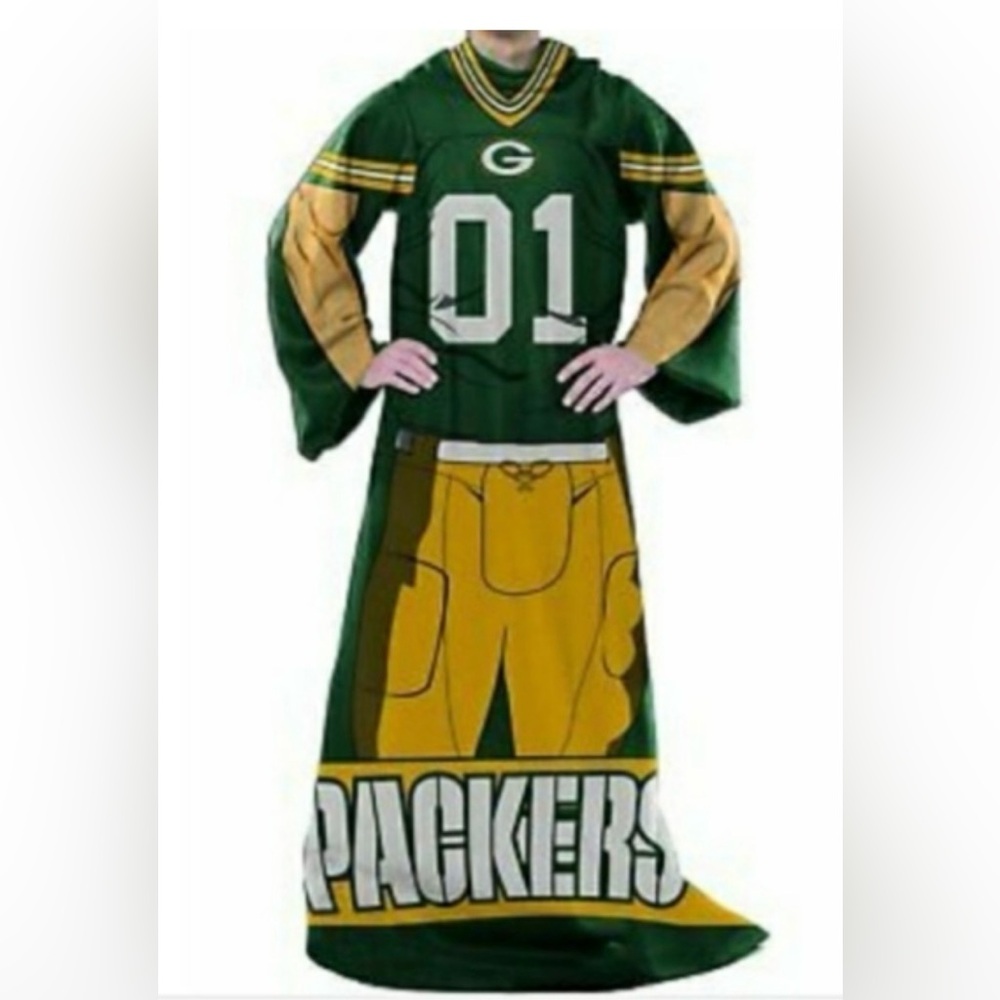 Green Bay Packers Wearable Fleece Blanket OS NEW